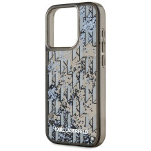 Karl Lagerfeld Liquide Glitter Monogram Gradient iPhone 15 Pro Max Case - Black