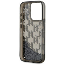 Karl Lagerfeld Liquide Glitter Monogram Gradient iPhone 15 Pro Max Case - Black
