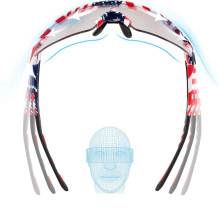 „Rockbros“ dviračių akiniai fotochrominiai su UV apsauga ir korekciniu įdėklu 14120008002 – JAV raštas – baltas