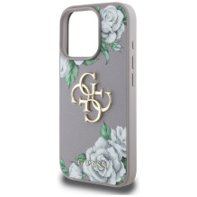 „Guess“ Grained Roses Big 4G Logo iPhone 16 Pro Max dėklas – violetinis