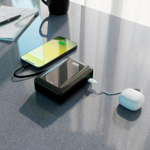 Išorinė baterija SBS 20000 mAh 20W su integruotu USB-C laidu ir skaitmeniniu ekranu - juoda