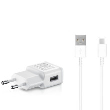 „Samsung EP-TA200EWE USB-A 15W“ sieninis įkroviklis su EP-DR140AWE USB-A - USB-C laidu (OOB Bulk - pakaitinė pakuotė) - 