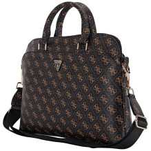 Guess New 4G Zipper Pocket Triangle Logo 15" Laptop Bag - Black