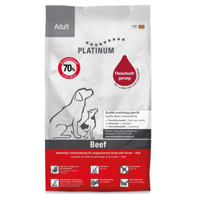 Dog Food - PLATINUM Adult Beef Semi-Moist 5kg 24% Protein Gluten Free