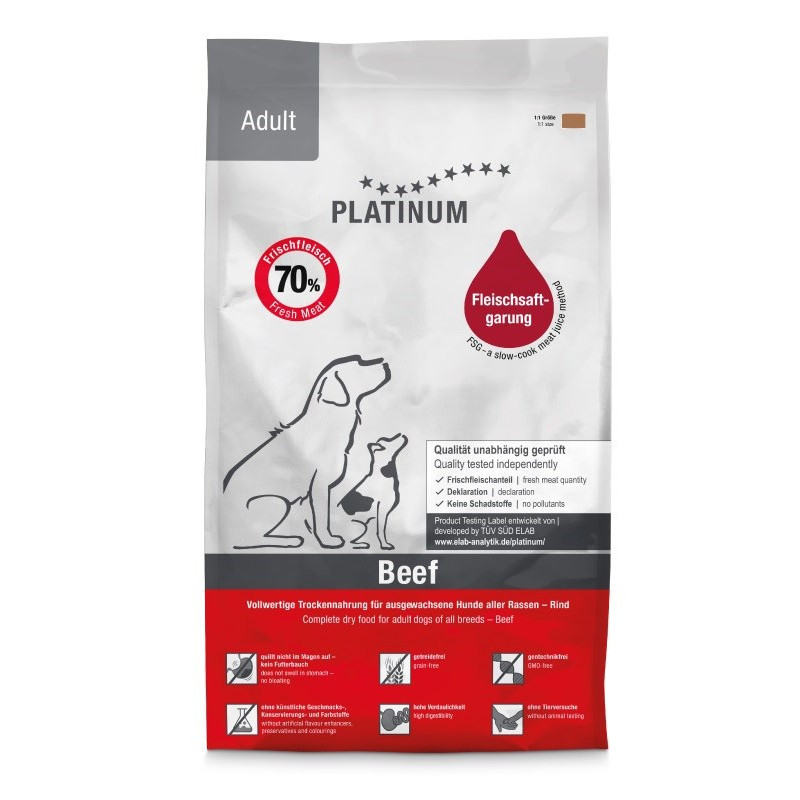 Pet Food - PLATINUM Adult Beef Semi-Moist 1.5kg 24% Protein 16% Fat