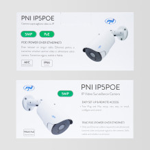 PNI IP5POE video surveillance camera with IP, 5MP, built-in microphone, outdoor, compatible with PNE House IPMAX POE Fiv