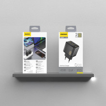 Dudao A28PEU PD 45W GaN 2xUSB Wall Charger - Black