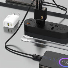 „Dudao A27MaxCEU PD QC“ 35 W USB-A USB-C sieninis įkroviklis su USB-C laidu – baltas