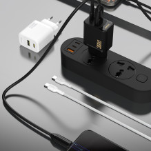 „Dudao A27TCEU PD“ 30 W GaN USB-A USB-C sieninis įkroviklis su USB-C laidu – juodas