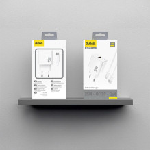 „Dudao A27STEU“ 25 W GaN USB-A sieninis įkroviklis su USB-A – USB-C laidu – baltas