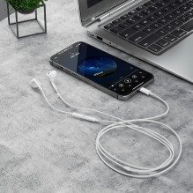 „Dudao X14+“ laidinės į ausis įdedamos ausinės su „Lightning“ jungtimi, 1,2 m ilgio – baltos