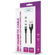 Setty USB magnetic cable 2A 1m Black nylon Setty USB magnetic cable 2A 1m Black nylon