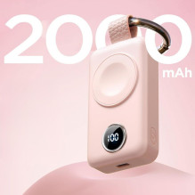 „Joyroom“ belaidis „Joyroom“ nešiojamas įkroviklis, 2000 mAh, 3 W, skirtas „Apple Watch“, rožinis (JR-WQW01)