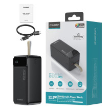 „Choetech B732“ išorinė baterija, 50000 mAh, 22,5 W, PD ir QC, juoda