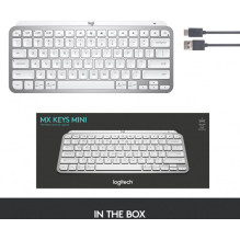 „Logitech MX Keys Mini Minimalist“ belaidis klaviatūra su apšvietimu, balta