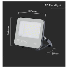 V-TAC 50W LED Floodlight CREE CHIP Black Body Grey Glass 4000K 135lm / W