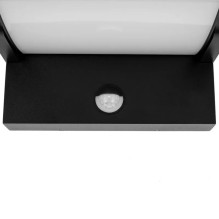 V-TAC 17W LED Wall Light Sensor Black Body 4000K IP65
