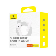 „Baseus Bowie E16“ belaidės ausinės, į ausis, skambučiams / muzikai, USB, C tipo, „Bluetooth“, baltos