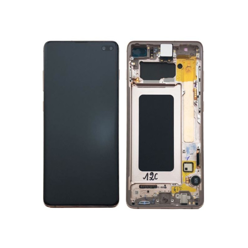 Ekranas Samsung G975F S10 Plus su lietimui jautriu stikliuku ir rėmeliu Ceramic White originalus (service pack)