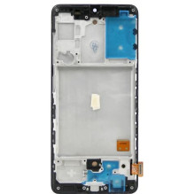 Ekranas Samsung A415 A41 2020 su lietimui jautriu stikliuku ir rėmeliu Black originalus (assembled service pack)
