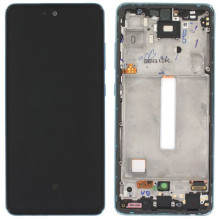 Ekranas Samsung A525 / A526 A52 4G / 5G 2021 su lietimui jautriu stikliuku ir rėmeliu Awesome Blue originalus (assembled