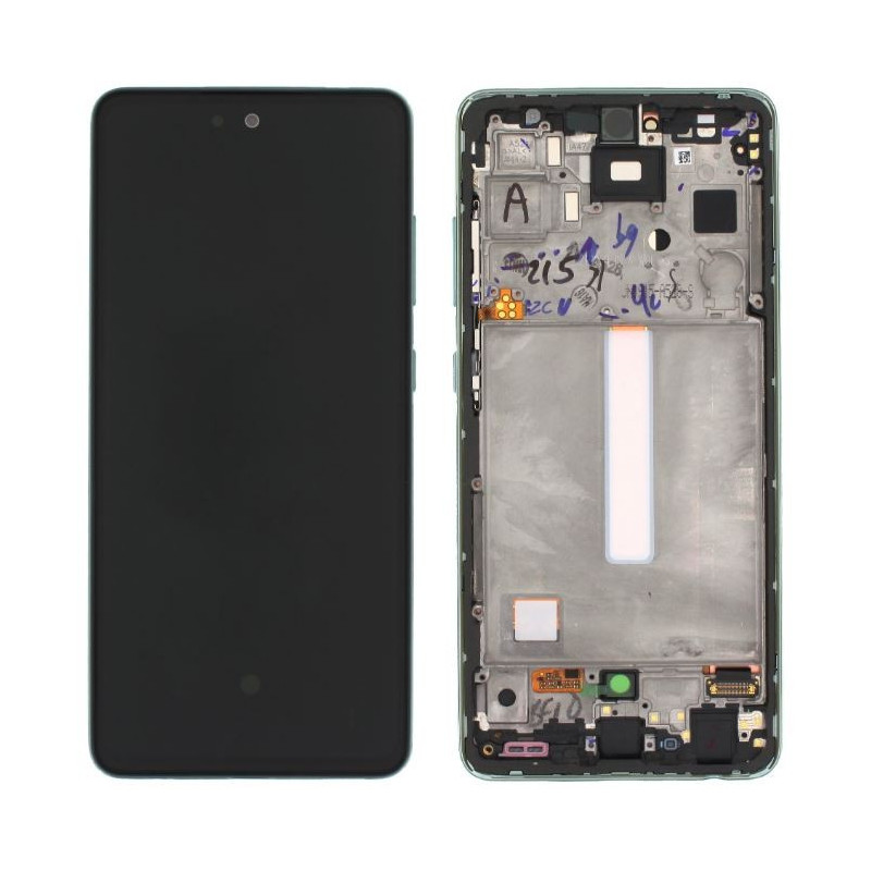 Ekranas Samsung A528 A52S 2021 su lietimui jautriu stikliuku ir rėmeliu Awesome Mint originalus (assembled service pack)