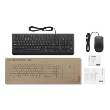 Lenovo Essential Wired Combo Black US Euro keyboard Mouse included Universal USB