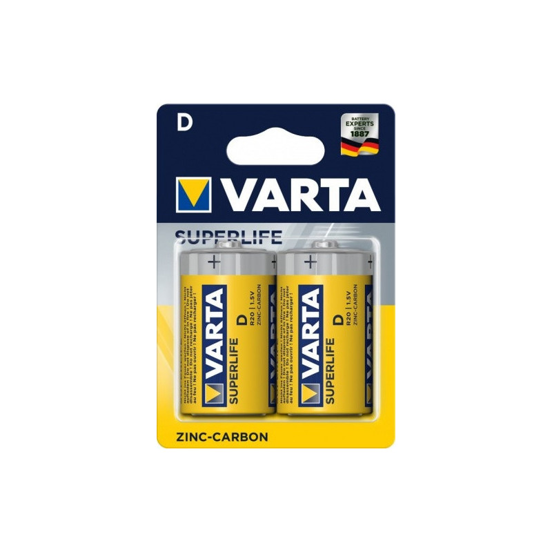 LR20 / D baterijas Varta Superlife Zinc-carbon MN1300 / 2020 iepakojumā 2 gb.