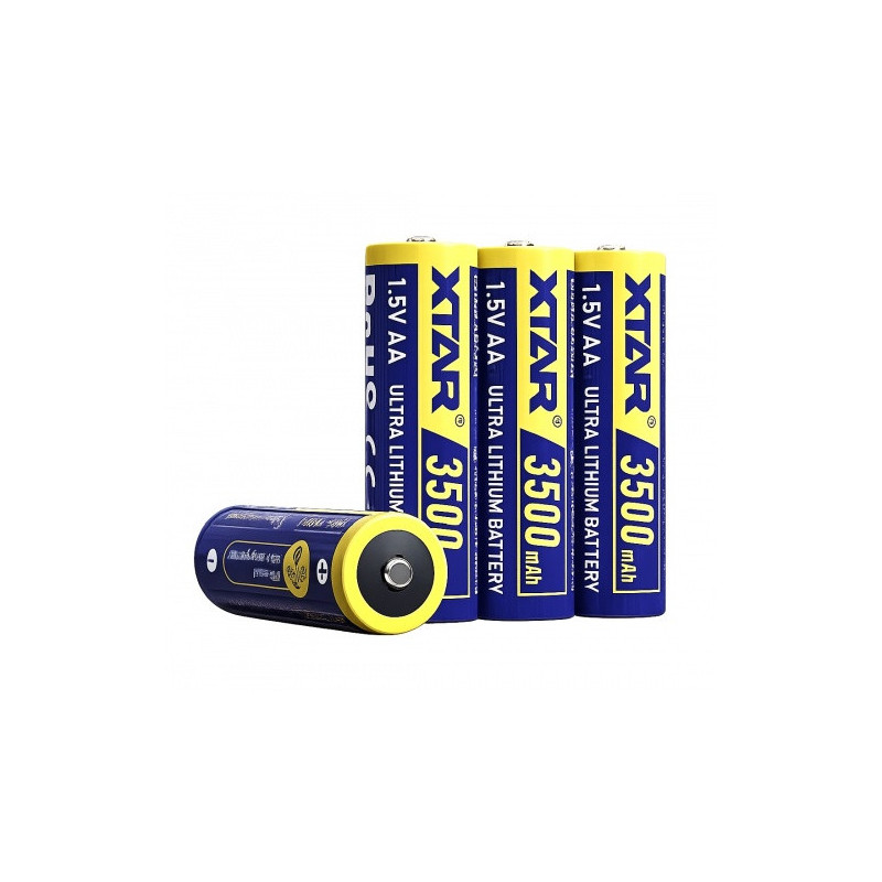 R6 / AA batteries 1.5V XTAR Lithium 3500mAh in a pack of 4 pcs.
