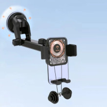 Car holder Dudao 'F19' black (wireless charging 15W)(non-magnetic / adhesive / for grill)