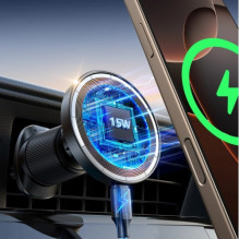 Automobilinis laikiklis Joyroom 'JR-ZS502' juodas (15W / Magsafe Compatible) (magnetinis / grotelėms)