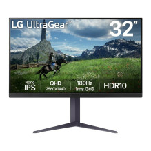 LCD Monitor, LG, 31.5", Panel IPS, 2560x1440, 16:9, 180Hz, 1 ms, Pivot, Height adjustable, Tilt, Colour Black, 32GS