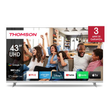 TV Set, THOMSON, 43", 4K / Smart, QLED, 3840x2160, Google TV, White, 43UG4S14W