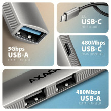 Įvesties / išvesties šakotuvas USB3.2 4 prievadų / 0.12M HUE-STC AXAGON