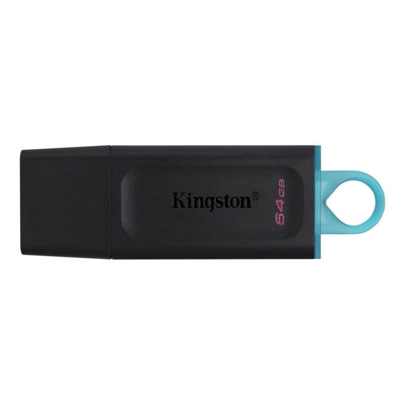 Kingston DataTraveler Exodia USB Flash Drive 64 GB, USB 3.2 Gen 1, Black / Blue, Protective Cap, Large loop