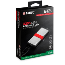 „Emtec“ SSD 3D NAND / USB-C 3.2Gen2 X205 512 GB mini nešiojamas SSD