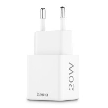 Hama 00201991 greitasis įkroviklis 1x USB-C 1x USB-A, mini įkroviklis, PD, 20W, baltas