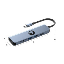 Hawk HW-HUB601 6in1 adapteris USB-C