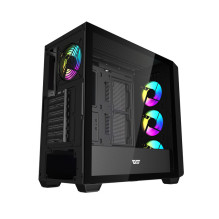 „Darkflash DS900WD ATX“ kompiuterio korpusas (juodas) + 4 ventiliatoriai