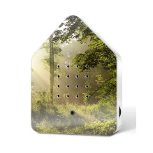 Zwitscherbox Classic sound box - nesting box (White with a sunny forest view)