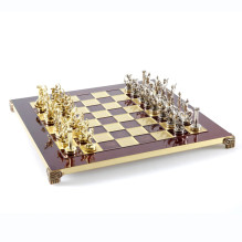 Manopoulos 'Labors of Hercules' Metal Chess Set with 36cm Chessboard