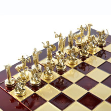 Manopoulos 'Labors of Hercules' Metal Chess Set with 36cm Chessboard