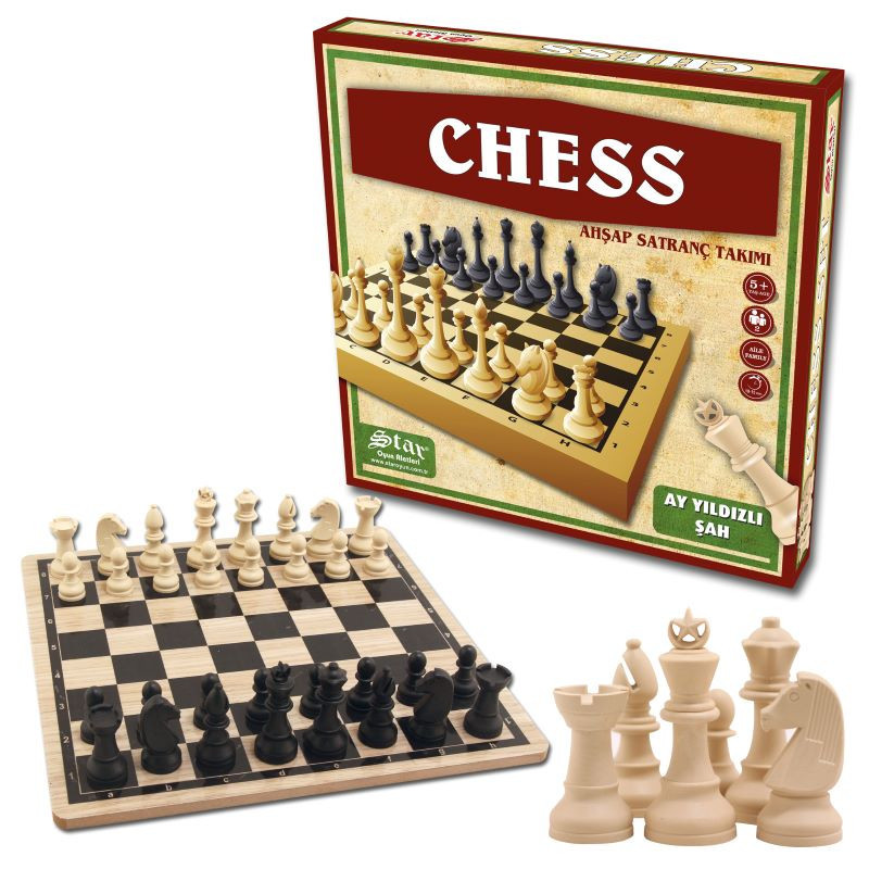 Wooden Board and Plastic Chess Set Star