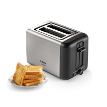 Toaster - Bosch TAT3P420 2 slices 970 W defrost, variable crust control, removable crumb tray, black stainless steel