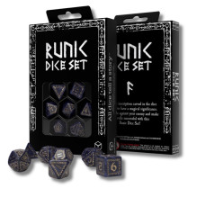 Game Dice Set - Q-WORKSHOP 7 Plastic Dice Blue with Gold Markings