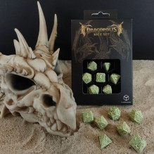 Gaming Dice Set - Dracopolis Andean Longneck 7 Dice Beige with Green Markings
