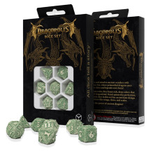 Gaming Dice Set - Dracopolis Andean Longneck 7 Dice Beige with Green Markings