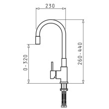 Kitchen Faucet - PYRAMIS FLESSI Horizontal Swivel Single Lever 44 cm Black Edition