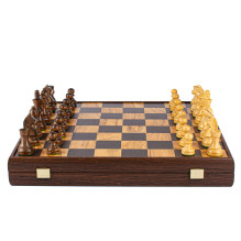 Manopoulos Olive Burl Chess Set 43x43cm With Staunton Chess Pieces