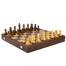 Manopoulos Olive Burl Chess Set 43x43cm With Staunton Chess Pieces